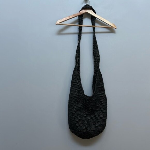 Aritzia Main Character Black Woven Hobo Paper Handbag - Picture 1 of 10